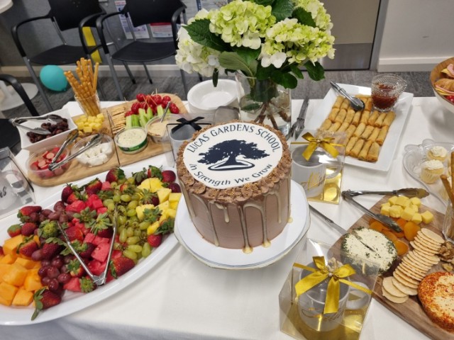 JenAngelini72's tweet photo. Thanks to our #LucasGardens SASS staff and P &amp; C for the wonderful spread, personalised gifts and the gorgeous cake too! We have been so well treated. #teachersday2022 #ThankYouSASS https://t.co/AlJ1mFWjER
