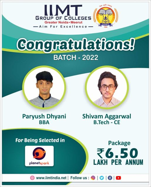 iimtnoida's tweet photo. Dear #IIMTian your enthusiasm and dedication have always been splendid to us, and we are beyond cheerful about your new job. Our sincere wishes go to you!!!
https://t.co/UOh7RIsu8l
Call Us: 9520886860
#Placement2022 #CampusPlacement 
#CampusSelection #BBA #BTechCE  #PlanetSpark https://t.co/p6gk9Df1CT