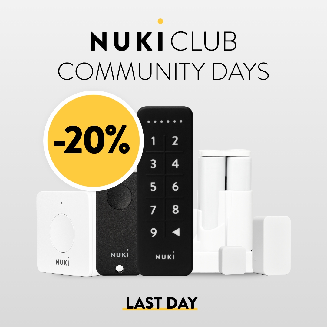 Last day, last chance! Nuki Club members get 20% off smart accessories in our Online Shop: shop.nuki.io/en/community-d… #nuki #nukismartlock #nukiclub #communitydays #sale #smarthome #smarthomegadgets #smarttech #tech #electronics