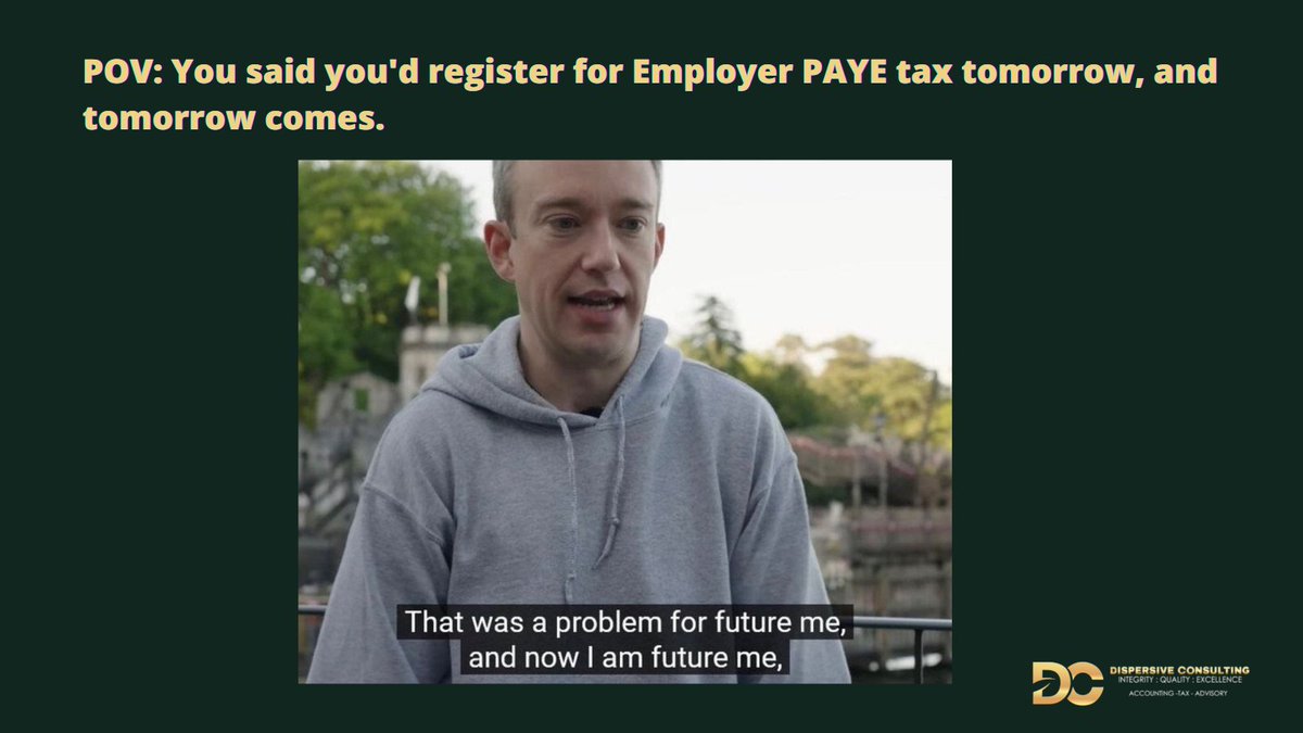 Since employers are required by law to register for Employer PAYE tax within 21 days of becoming employers, we are here to support all small and medium-sized enterprises with this process.

Click the link below or contact us via WhatsApp. 

dispersive.co.za/contact-us/
+27 68 006 4222
