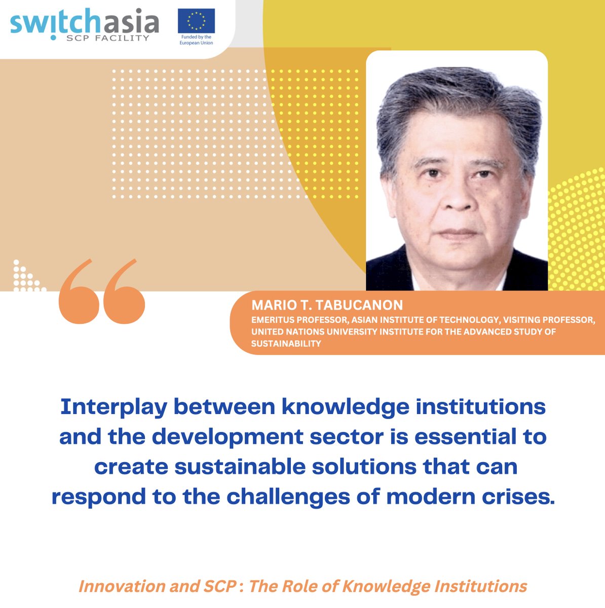 switchasia's tweet photo. ✨ Happening now @switchasia Consumption Series, Dr. Mario Tabucanon #innovation #SCP #knowledge #institutions @AITAsia @UNUniversity @EU_Partnerships https://t.co/YbGKKGvNsz