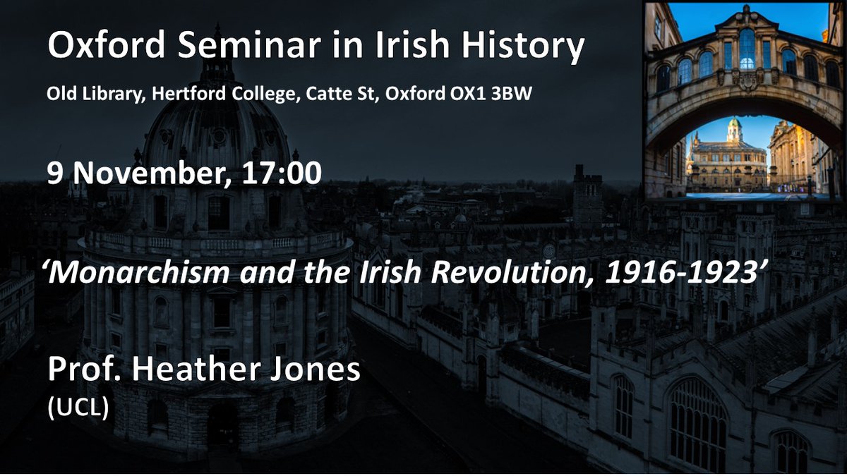 Our next seminar takes place on 9 November, 17:00.  Professor Heather Jones (UCL) will discuss Monarchism and the Irish Revolution, 1916-1923.