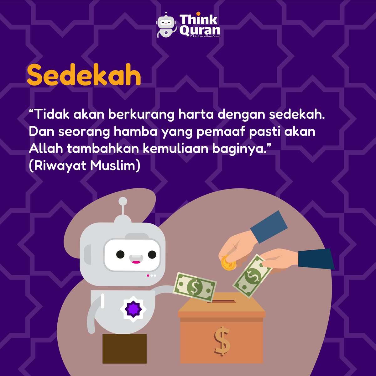 Di hari yang Jumaat yang mulia ini, jom infakkan harta di jalan Allah. Semoga kita tergolong dikalangan orang yang mulia disisi Allah diakhirat nanti, InshaAllah 😊🤍 #thinkquran #barakah #Quran #islamic