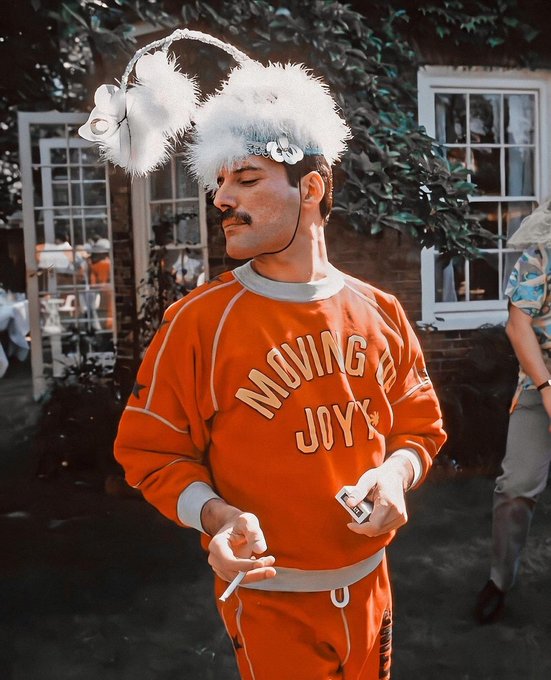 Freddie Mercury at his 40th birthday party, 1986.