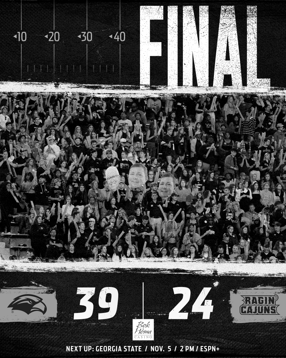 SouthernMissFB's tweet photo. Our House 😈

3-0 against the state of 𝗟𝗟𝗟ouisiana 

#AIE | #SMTTT https://t.co/UAfkLLAPp6