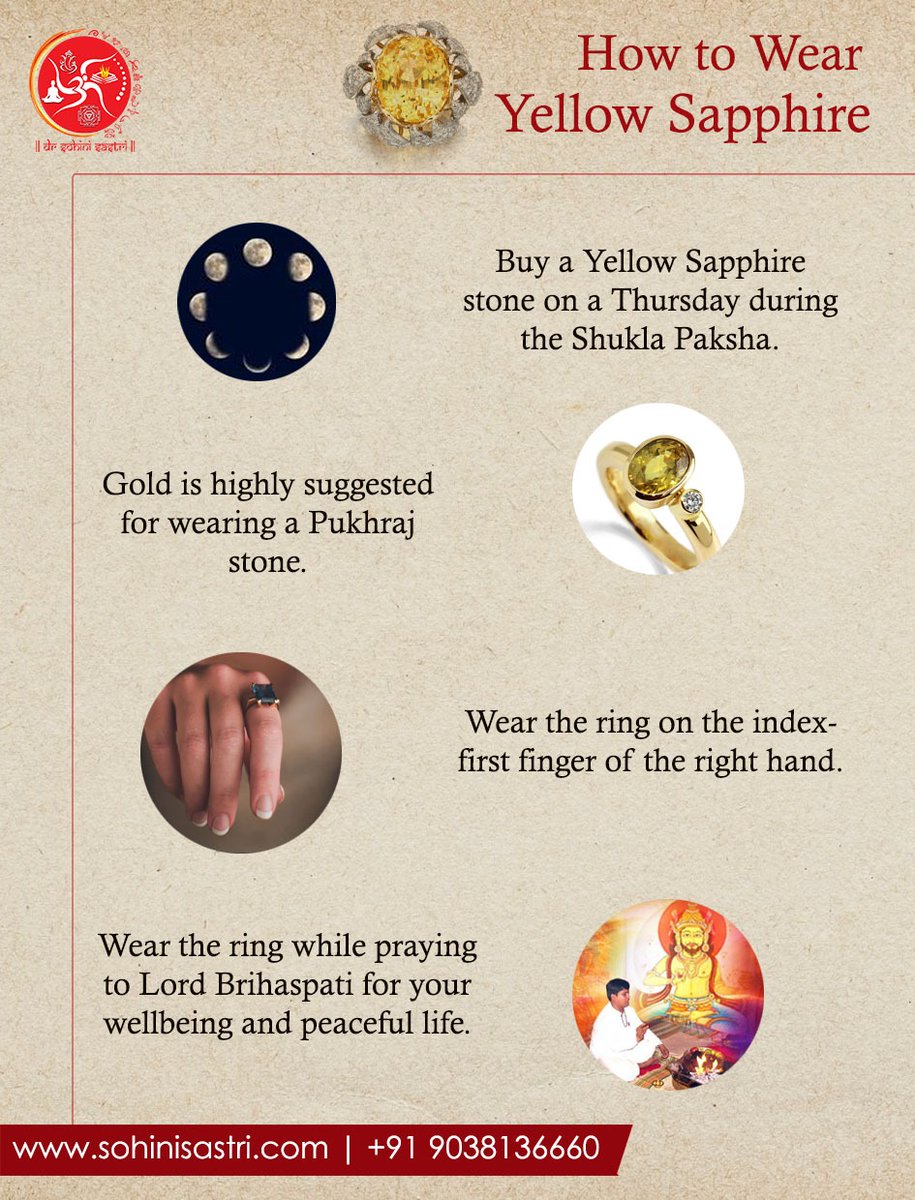 drsohinisastri's tweet photo. How To Wear Yellow Sapphire:

#Sapphire #Yellow #Gemstone #gems #gemstones #gemstonejewelry  #Astrologytip  #futurepredictions  #remedy #spiritual https://t.co/szDWE2i73Y