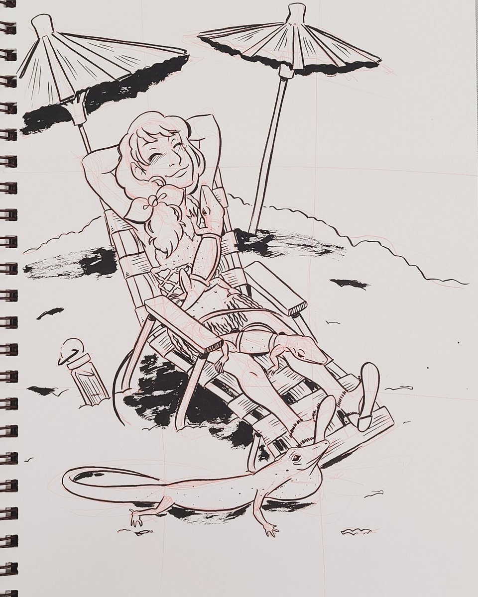Nattosoup's tweet photo. #LilliputianLiving Day 27 #Anolealizards I love these sassy little guys- they're always giving side eyes. Here's a #tiny hanging out with her pets, getting some sun. #inking #tinycore #cuteart #cottagecore #lizard #arttok #artchallenge https://t.co/2pj5JzHxsw