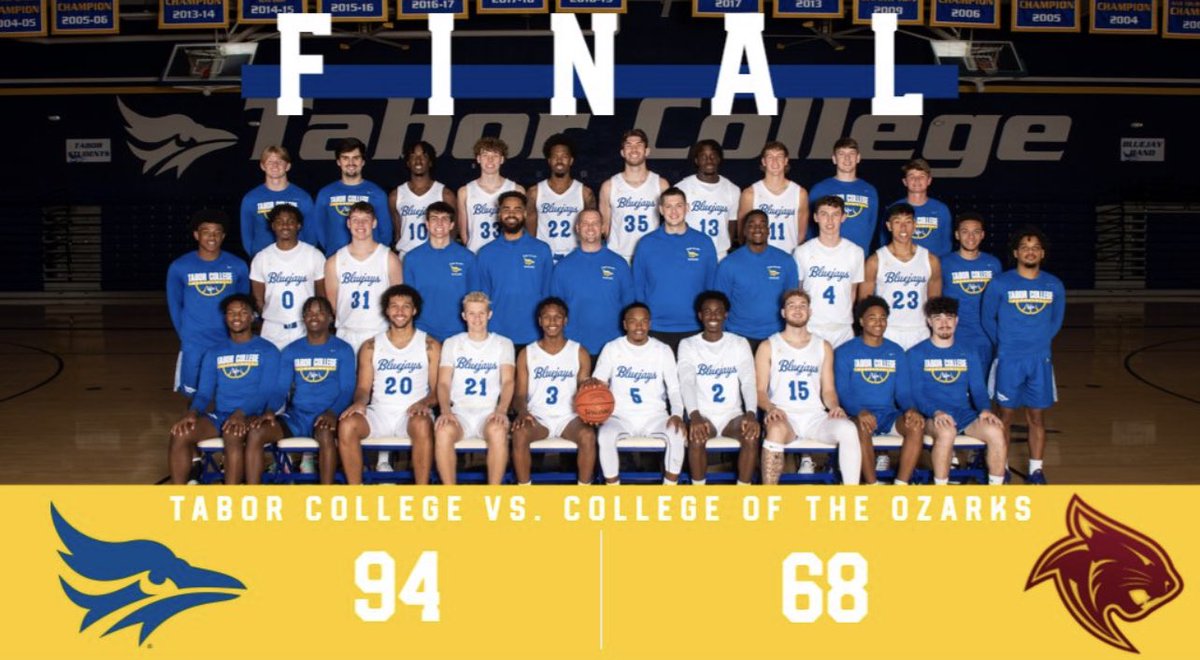 Bluejays Win! 94-68 over College of the Ozarks!  

@Austin15Hilton 20pts 5rbs 5stls
Marvin Ruffin 16pts 3asts
James Aboaba 10pts 4rbs
<a href="/KHemmert11/">KadeHemmert11</a> 9pts 7rbs

#CheckBall