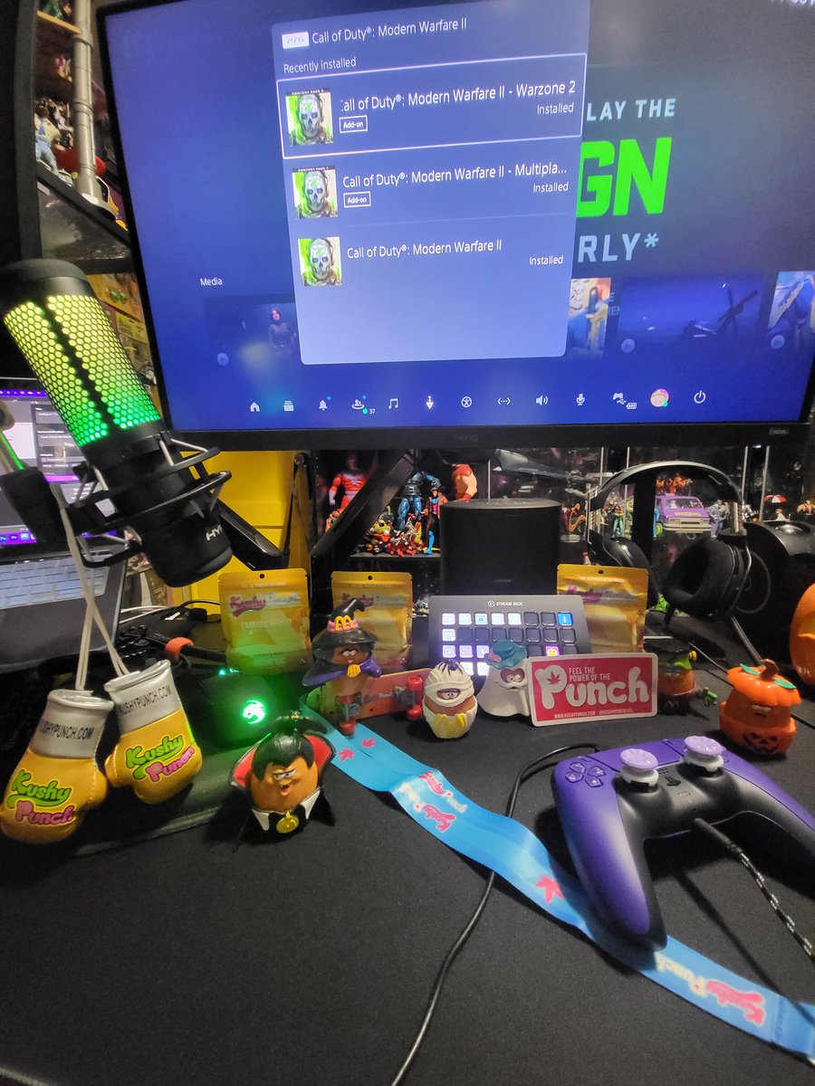 GameOverBoys's tweet photo. Thanks for the care package! @kushypunch 🤗🧡💛 Ready for the MW2 release tonight! High up on that Private Reserve with some 🎃 friends! 🫠💚 #CallofDuty #PrivateReserve #KushyPunch #girlgamer https://t.co/S6JLZroipp