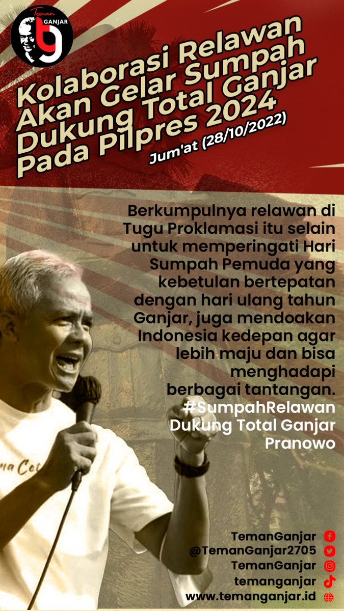 GarislucuBuzzer's tweet photo. Ganjar merupakan sosok yang pantas meneruskan kepemimpinan Presiden Joko Widodo pada Pilpres 2024 nanti.
#SumpahRelawan
Dukung Total Ganjar Pranowo https://t.co/3UujqfZSJe