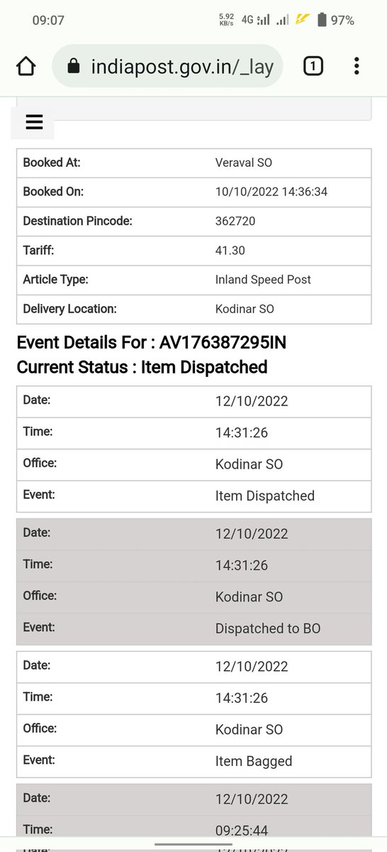 ChiragBarad's tweet photo. This is Article number of my new EPIC card which was Dispatched By @92_kodinar  and issued by @ECISVEEP  but till this date I have not received the election card till date due to inefficiency of your department.@IndiaPostOffice . Please do needful https://t.co/9ZoNdHV8zN