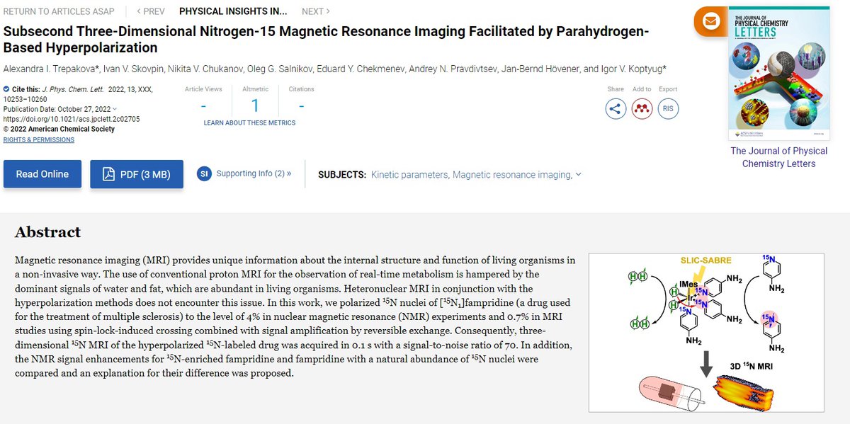 AlexTrepakova's tweet photo. Our new article about 15N 3D MRI with the use of parahydrogen :) https://t.co/KPG1sSDvQ3 https://t.co/oM15bY8jUU
