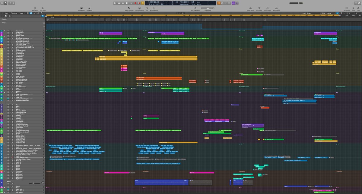 kevinpenkin's tweet photo. What the project file looked like for Juroimoh Mutation. 10,000 time signature changes. Use also of Arturia Polybrute, Haken Continuum &amp; the almighty Moog One. #miabyss #OST3 https://t.co/Qtrm77qhYY