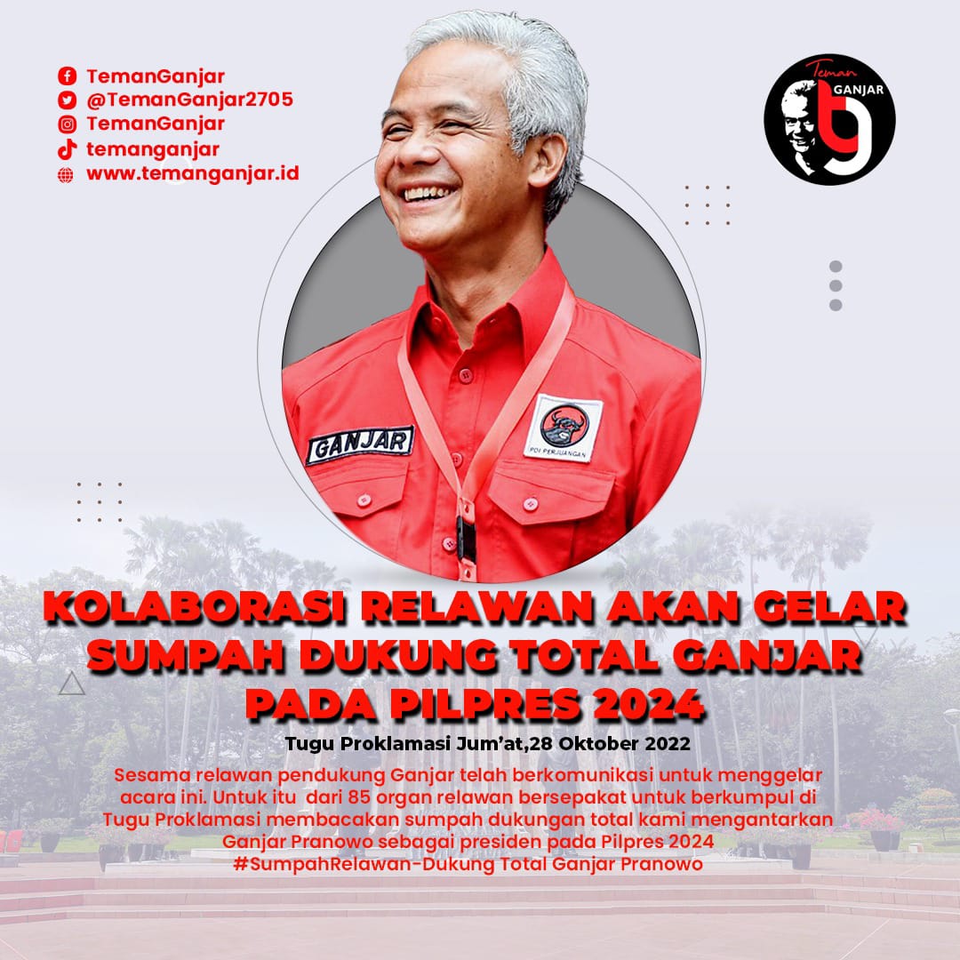 YuSumirah's tweet photo. #SumpahRelawan
Dukung Total Ganjar Pranowo
sebagai kandidat kuat Capres 2024 yang diusung oleh segenap kelompok masyarakat ini, menjadi anugerah Allah bagi bangsa ini. https://t.co/3BXKlZGAV7