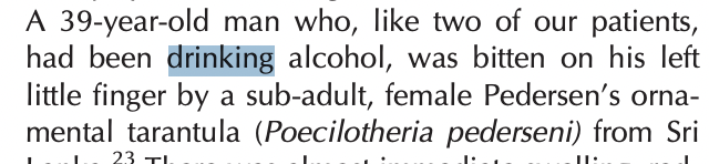 adnroy's tweet photo. One more spider tweet, then I'm done for the night. I came across this study while doing some research on Old World tarantula bite victims. I...think this is instructive. https://t.co/Tg0UX7EwOG