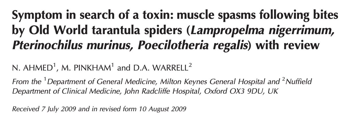 adnroy's tweet photo. One more spider tweet, then I'm done for the night. I came across this study while doing some research on Old World tarantula bite victims. I...think this is instructive. https://t.co/Tg0UX7EwOG