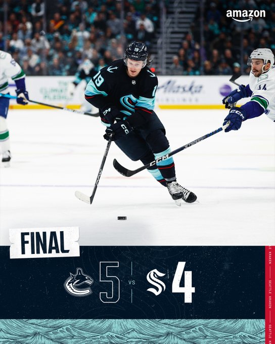 final score graphic with image of jared mccann with the puck 5-4, vancouver 