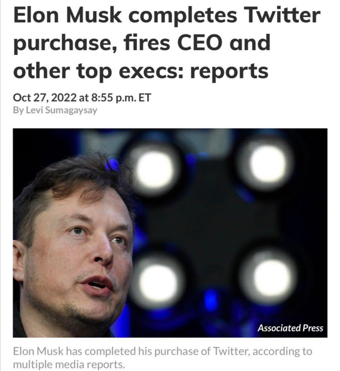 SohanSinha12's tweet photo. Breaking News : #ELONMUSK has officially bought twitter.
#TwitterTakeover #Twitter https://t.co/EbIlA8JgmA