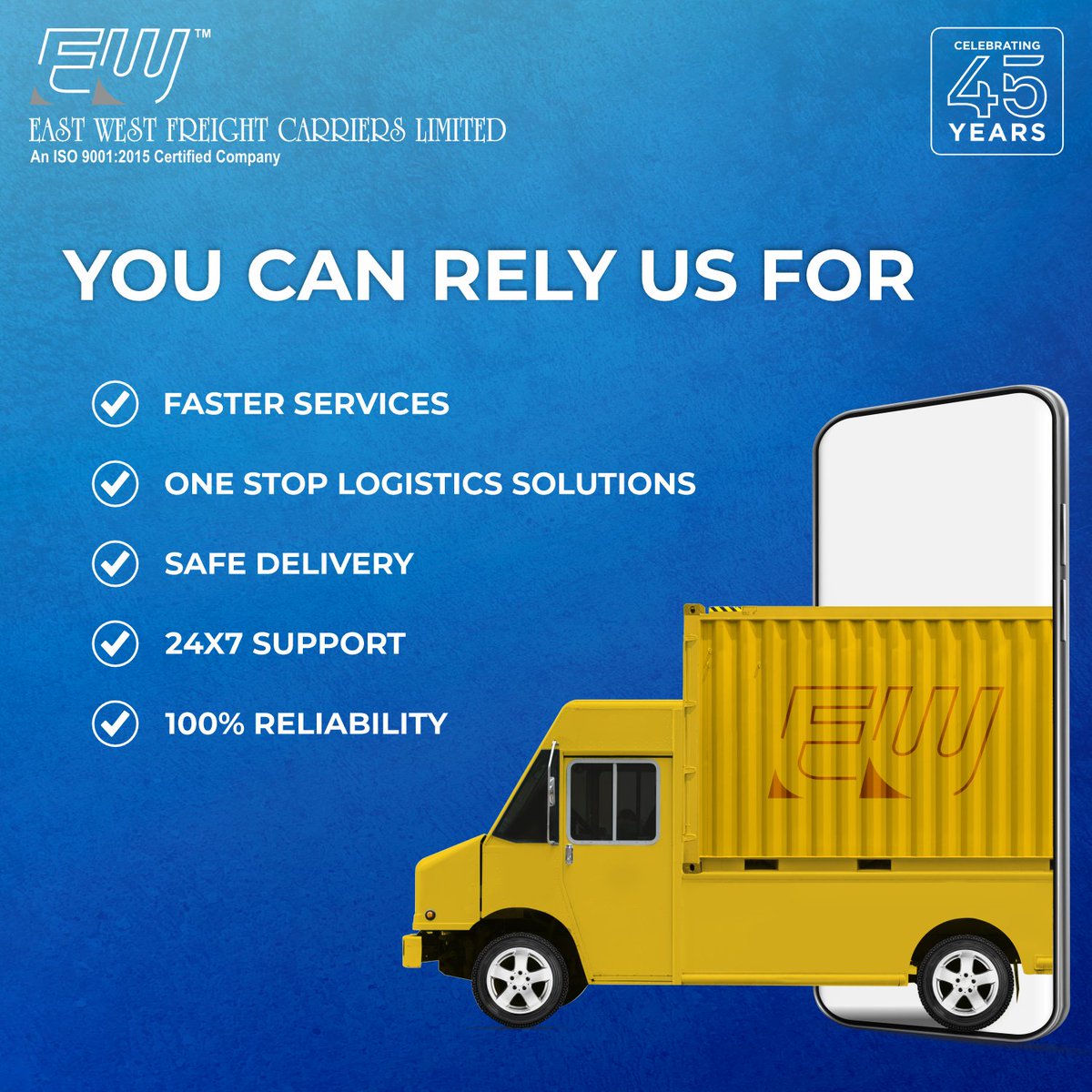 ewfclmumbai's tweet photo. A #logistics company is a trusted companion to carry the load of trust that is weighed upon by #customer hence it is important for #EWFCL to specify that you can rely on us for Swift, efficient and round-the-clock assistance which keeps your trust on us safer than anything else. https://t.co/0Ud4bgg49c