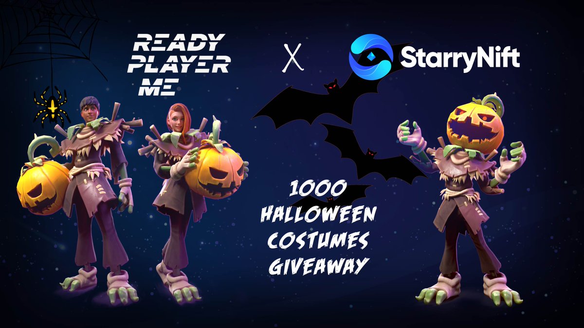 🥳 Many thanks for @readyplayerme giving us special Halloween costume for #Giveaway! 👨‍👧‍👧1000 costume! First Come, First Serve! 💃Giveaway entrance @TrantorDAO : trantor.xyz/campaign/20186… #Web3 #Metaverse