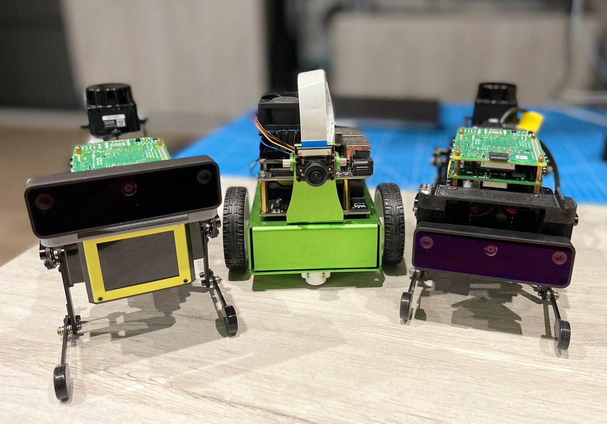 ss_korol's tweet photo. My mini fleet is ready for new challenges.🤖😍 So it’s probably a good time to take a look at #OpenRMF 🤔 #ros #robotics #minipupper #jetbot #oakd #ld19 #ld06 #jetsonnano https://t.co/KJSIYSLsRQ