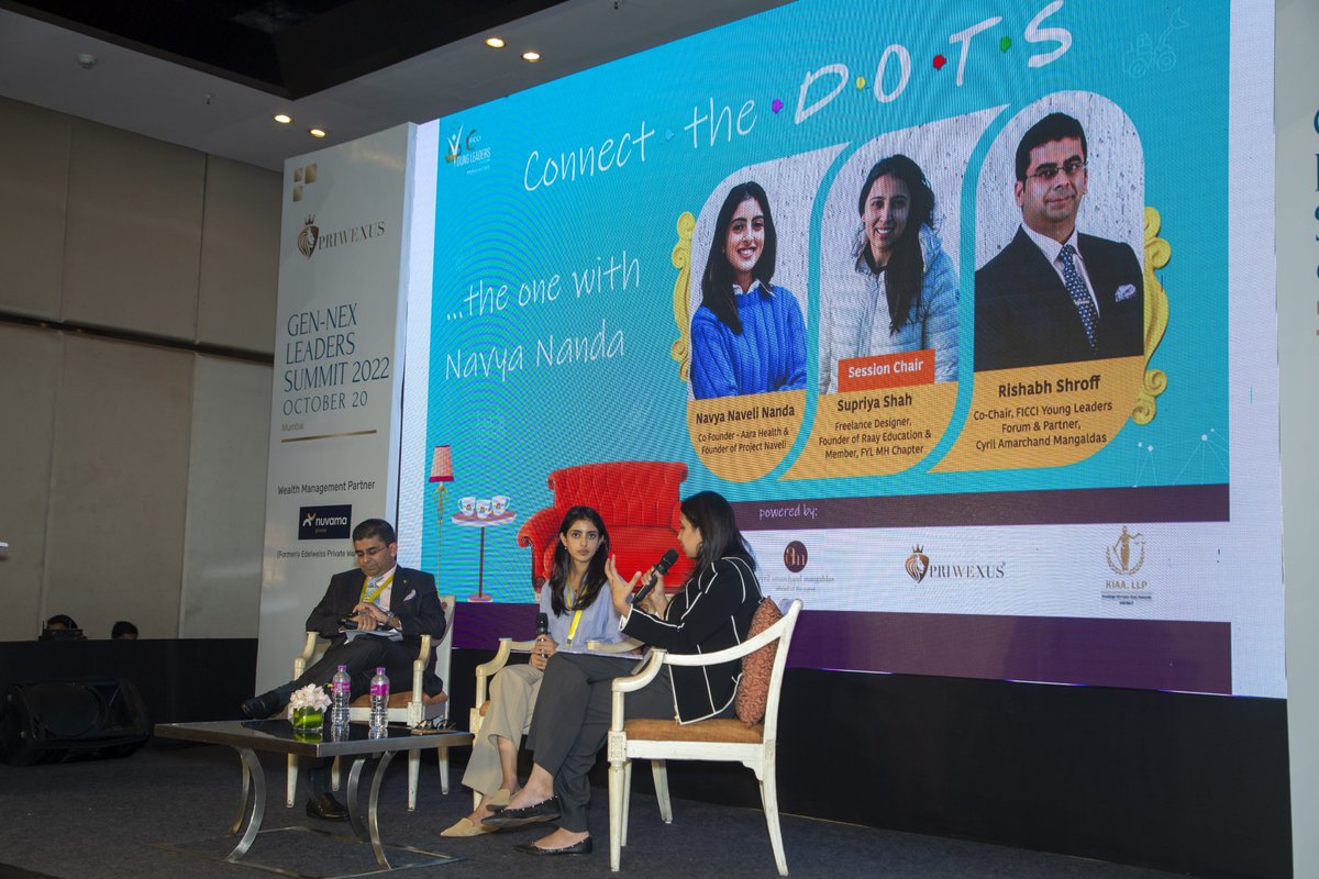 FicciYoung's tweet photo. Few glimpses from FICCI Young Leaders Forum's event "Connect the dots..the one with Navya Naveli Nanda" held in Mumbai at the Gen Nex Leaders' Summit. 

We thank our partners @cyrilamarchand, @adityagadge &amp; @KIAALLP &amp; our delegates for all their extended support! https://t.co/FxWx4Q44ic