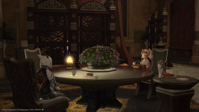 FF14、シラディハ水道を全ルートクリアするとウルダハにてナナモ様とお茶会が出来ると聞いたので走っていきましたわ!ああああーー!めっちゃ優雅なお茶会に呼ばれて大喜び!!! #PS4share 