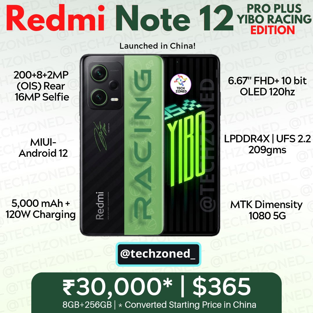 techzoned_'s tweet photo. A Bunch of #RedmiNote's launched in China Yesterday, all are 5G 🇨🇳 (Xiaomi 12i 🇮🇳)
#RedmiNote12
#RedmiNote12Pro
#RedmiNote12ProPlus
#RedmiNote12ProPlusYIBORacing
#RedmiNote12Explorer https://t.co/pBHPgNvim3