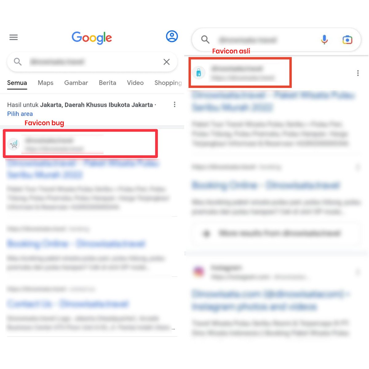 omnirank's tweet image. Buat Anda yang bingung kenapa Favicon websitenya tidak muncul di Google, Google kemarin sudah Fix bug nya dan favicon sudah muncul kembali ke website yang kemarin kena dampak.

Berikut contoh nya (screenshot before dan after):