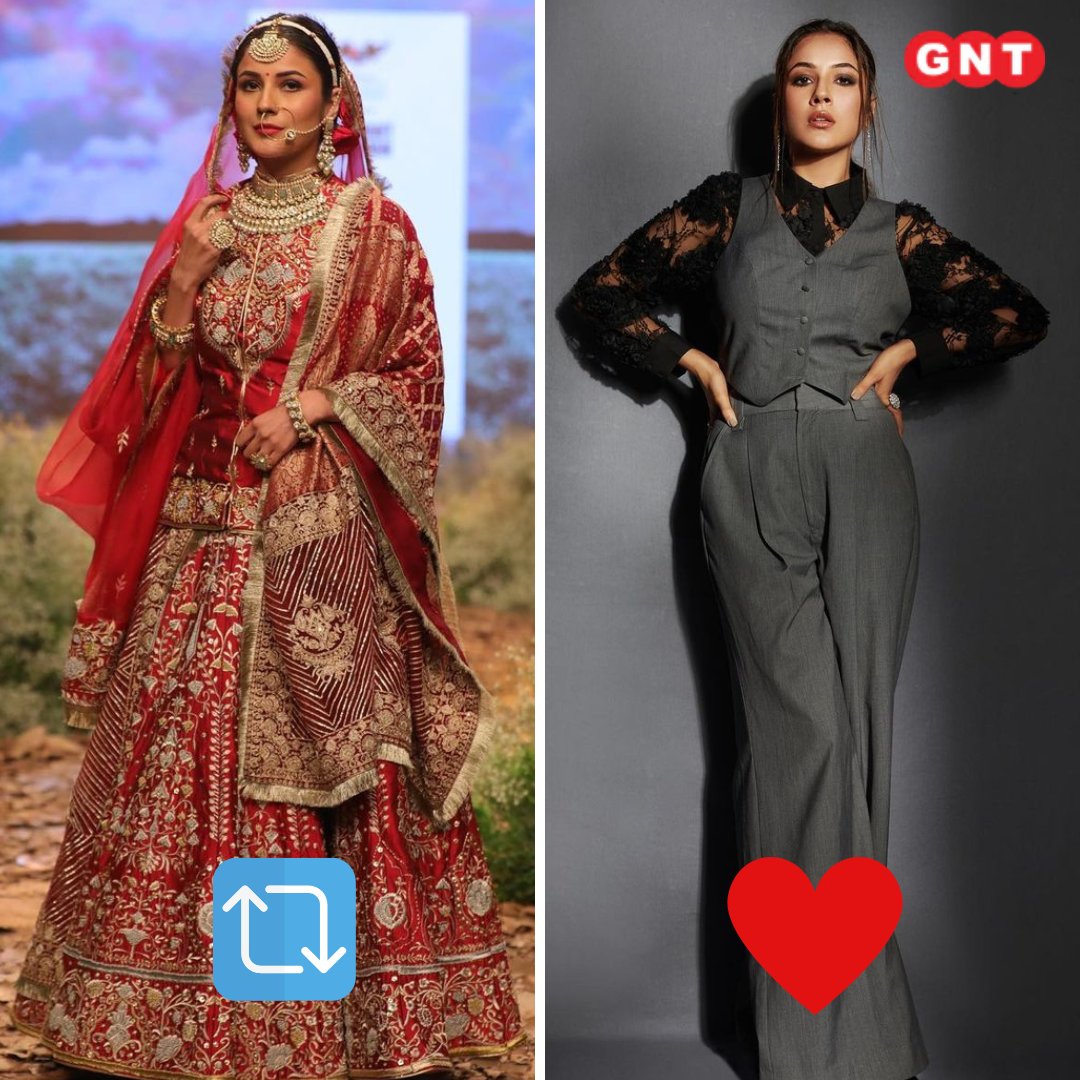 एक्ट्रेस <a href="/ishehnaaz_gill/">Shehnaaz Gill</a> की आपको कौनसी लुक सबसे ज़्यादा पसंद आई?

Retweet: लहंगा-चोली
Like: वेस्टर्न 

#ShehnaazGill #GNTPoll #GNT4You