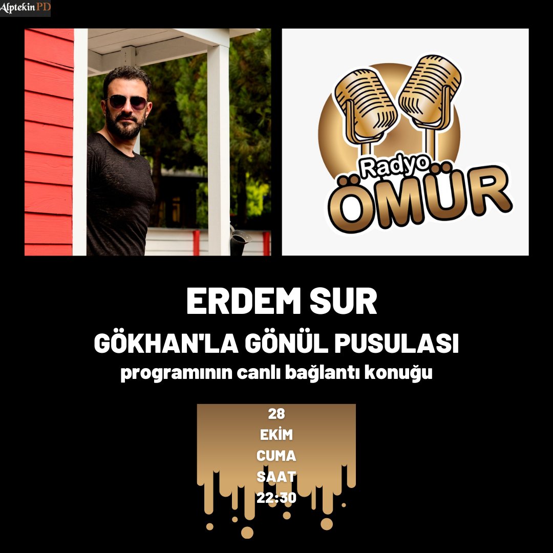 Erdem Sur 28 Ekim Cuma Günü Saat 22:30'da Radyo Ömür Gökhan'la Gönül Pusulası Programının Canlı Telefon Bağlantı Konuğu Olacak Sakın Kaçırmayın... <a href="/erdemsurresmi/">erdemsur</a> <a href="/cenkleyoklama/">Cenk ALPTEKİN</a> <a href="/RadyoOmur/">RADYO ÖMÜR</a> #gokhanakbay.1907