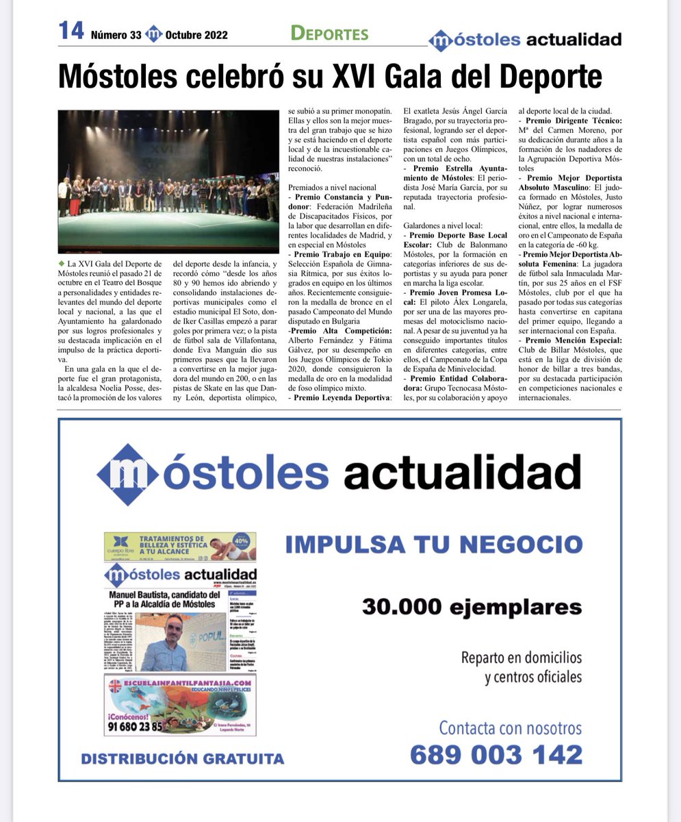 gasmoral's tweet photo. Ya en reparto 🚚 N°33 edición ✍️ impresa 🗞 MOSTOLES ACTUALIDAD @ActMostoles En tu buzón 📫 y puntos habituales de distribución @AytoMostoles @EMonsul https://t.co/vLjlmodGRL