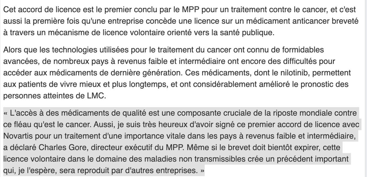 londeixp's tweet photo. Pourtant, ça n'empêche pas le @MedsPatentPool de se féliciter de cette licence dans un communiqué. La licence ne répond à rien, puisque le brevet va expirer là où il existe, et entre temps ça donne l'impression qu'à la fois le MPP et Novartis font qq chose
https://t.co/TU9ITjplNB https://t.co/MBm9ImMDHL