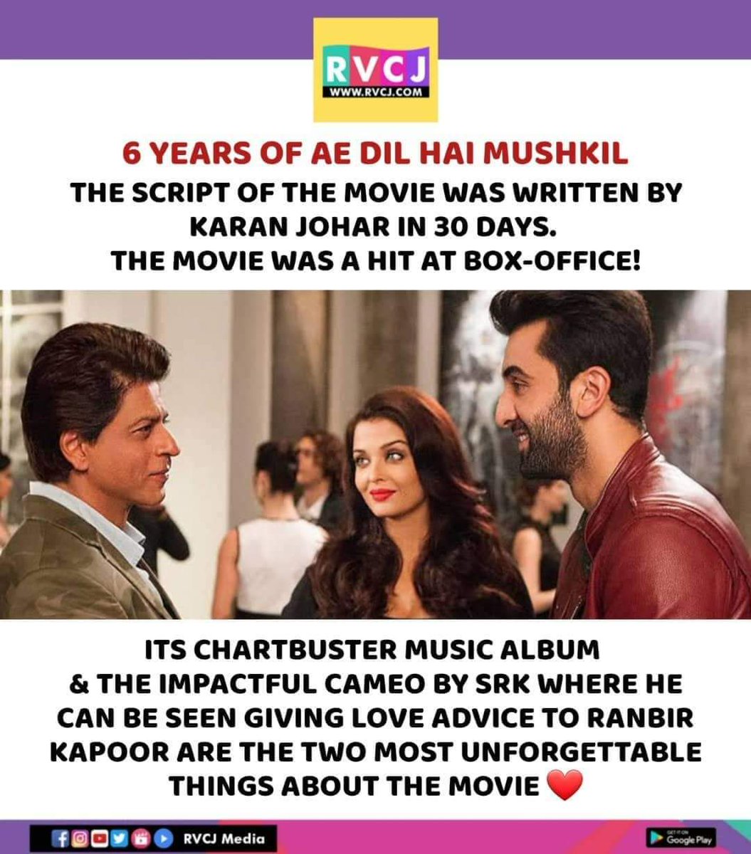 6 Years of Ae Dil Hai Mushkil!

#aedilhaimushkil #karanjohar #ranbirkapoor #aishwaryarai #anushkasharma #shahrukhkhan #rvcjmovies #rvcjinsta