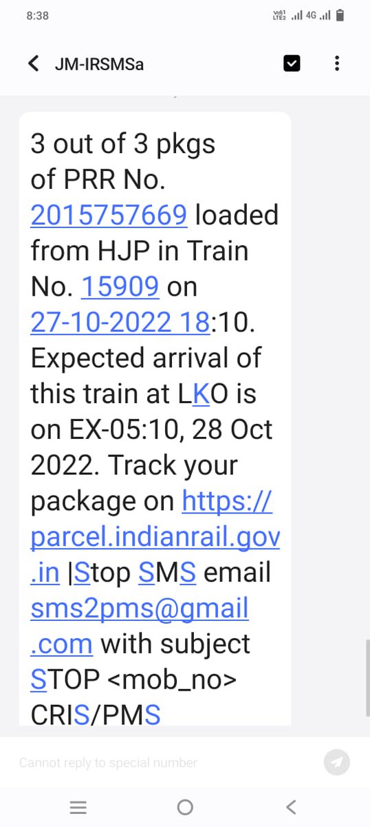 Devendra2417's tweet photo. @RailMinIndia @AshwiniVaishnaw @drm_lko @drmljn @News18UP Dear sir my parcel is missing from train, details r below, plz help us. https://t.co/2kYrhURG6e