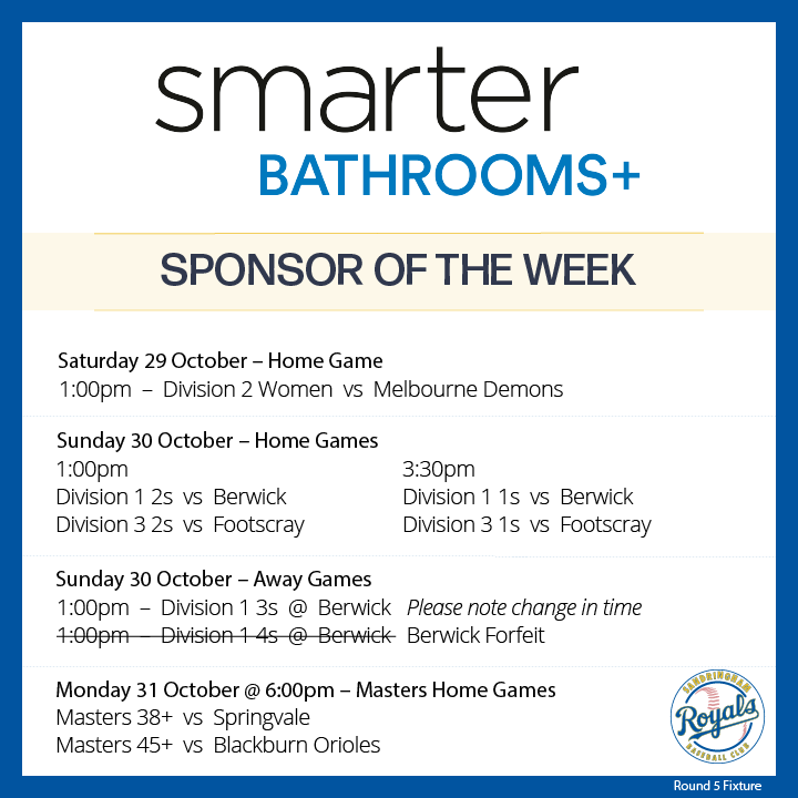 SandyRoyalsBC's tweet photo. This week's Royals games sponsored by @SmarterBathroom Thank you for your support! #sandybaseball https://t.co/Huitx3Qsd6