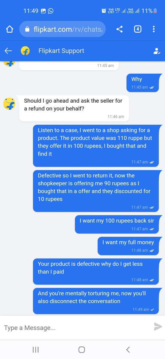shagun_theking's tweet image. @Flipkart I&apos;ve been contacting to Flipkart to refund the money for the broken replacement. But they&apos;re mocking me, I&apos;ve complaint it hundred of times, they keep me waiting and disconnect the conversation. @flipkartsupport