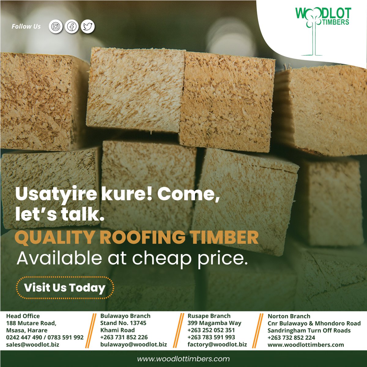 woodlottimbersz's tweet photo. HATIPERE POWER!
Buy all your roofing materials from the leading and trusted supplier in town. Get a free quote.
#roofingtimber #roofingtrusses #poles #fencingpoles https://t.co/EJFu9bviio