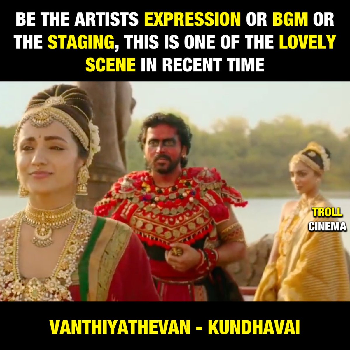 One of the best scene in recent movies!❤️ @trishtrashers @Karthi_Offl #PonniyanSelvan1