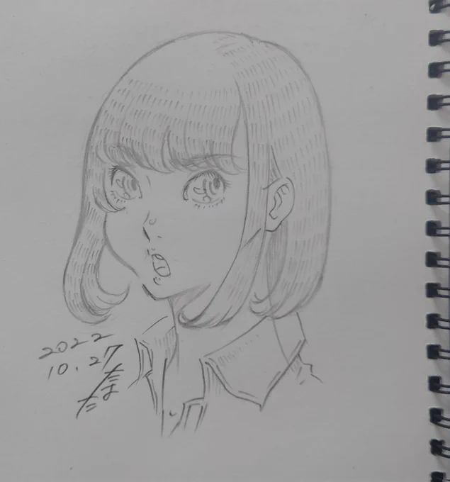 母の健康診査と月イチの診察で病院に付き添ってきました
帰って来て眠気がすごい…
なので一眠りする前に昨日お昼休憩中に描いた落描きをアップしときます(なんでやねん)  
#絵 #イラスト #落書き #お昼休憩 #女の子 #なんでやねん 