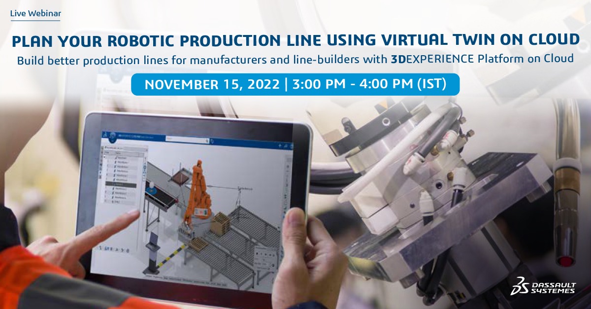 As an OEM or a line builder today, it's critical to mitigate production delays &amp; downtime.
#JoinUs for an exclusive webinar to create a digital replica of your production line with #VirtualTwins enabled by the #3DEXPERIENCE platform on cloud. events.3ds.com/robotic-produc…
<a href="/3DSdelmia/">DELMIA</a>