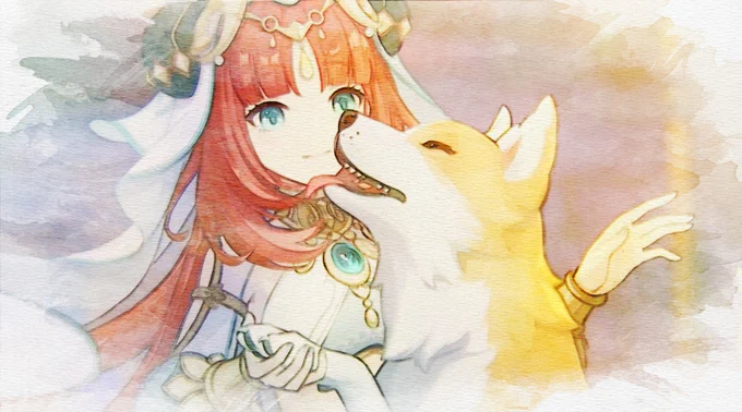 結構前に流行った水彩画加工、ひさしぶりにしたらやっぱ神だった。#原神 