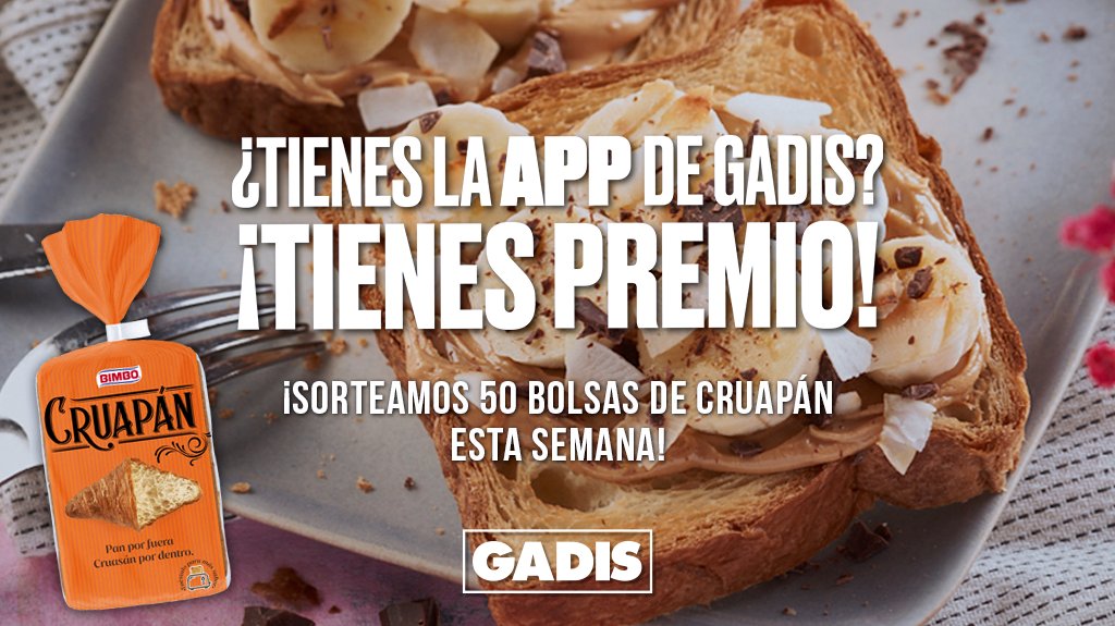 Todavía puedes participar en sorteo de 50 bolsas de Cruapán que estamos celebrando esta semana descargando nuestra APP ➡ gadis.es/appgadis 🤤