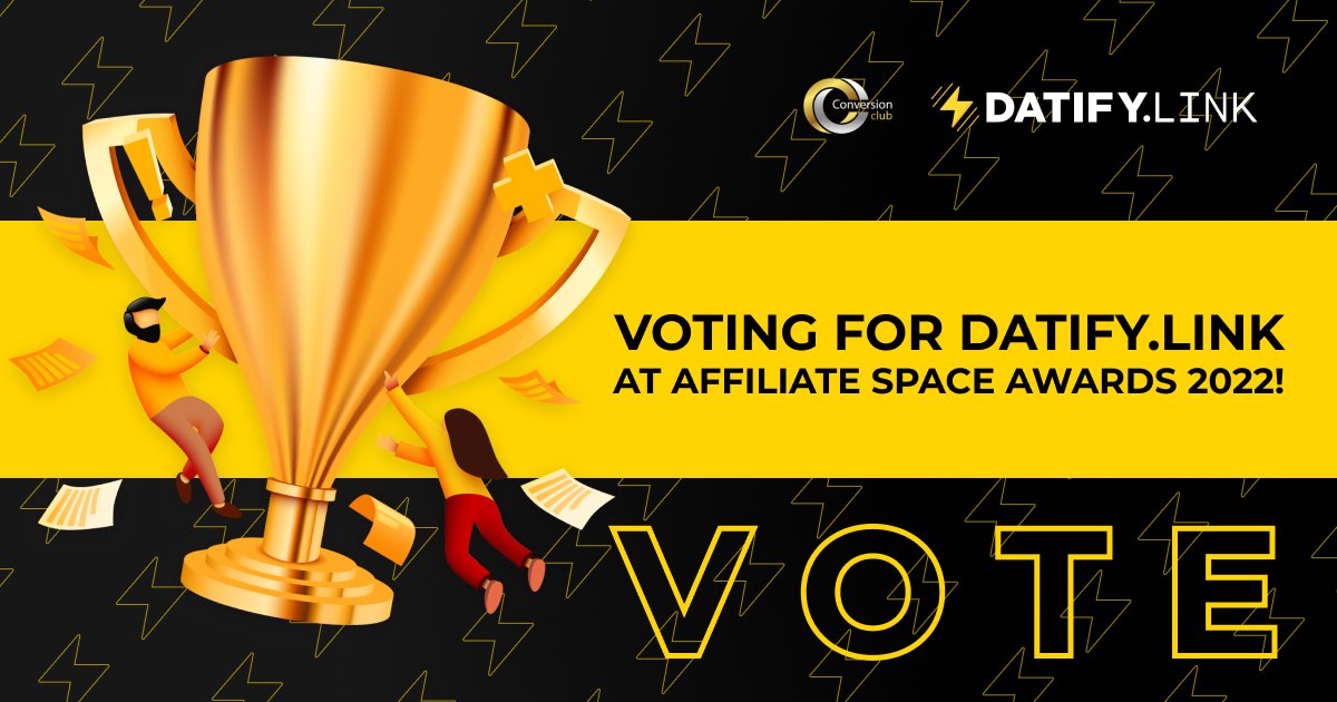 Hi! This year, Datify.Link was nominated at the Affiliate Space Awards 2022 as

🏆 The best #Dating affiliate network

🏆 The best #Smartlink affiliate program

You can vote for your favorite #CPA #affiliate #network here 👉 conversion-conf.com/vote-asa-2022