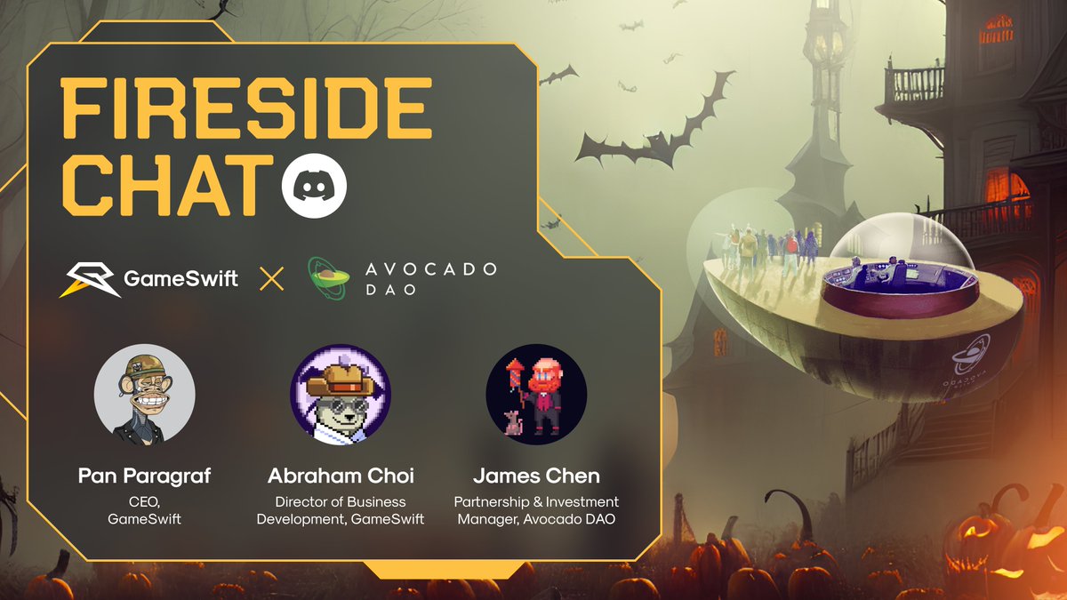 Join us for a fun-packed fireside chat with the @Avocadoguild 🥑 and @PanParagraf @abesarangchoi @TezosWillBezos! 📆 31 Oct, 2pm UTC 📍discord.gg/AvocadoGuild Ask questions live to win one of 3x $50 in $ETH OR join Trick or Treat to win Hunter role (WL spots) 🔥