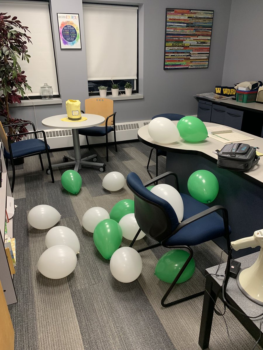 Walked in to my office to find this this morning. Always love to celebrate Novi Wildcats green and white! Now, whoever is up to these shenanigans, speak up!  Thanks for starting Friday with a laugh! #GoBlue