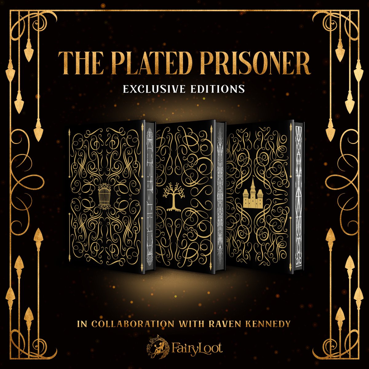 FairyLoot's tweet photo. We are so thrilled to present to you . . . ‘The Plated Prisoner’ Exclusive Editions, brought to you in collaboration with Raven Kennedy and @MichaelJBooks! https://t.co/c4Oinekpwr