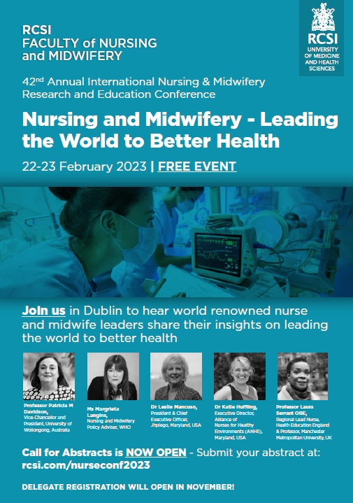 4 days left to submit an abstract for our 2023 conference - rcsi.com/dublin/about/f… #FNMConf2023 @ThomasKearns12 @CCluneMulvaney @UOW_VC @maggedyann @JhpiegoCEO @enviRN @lauraserrant