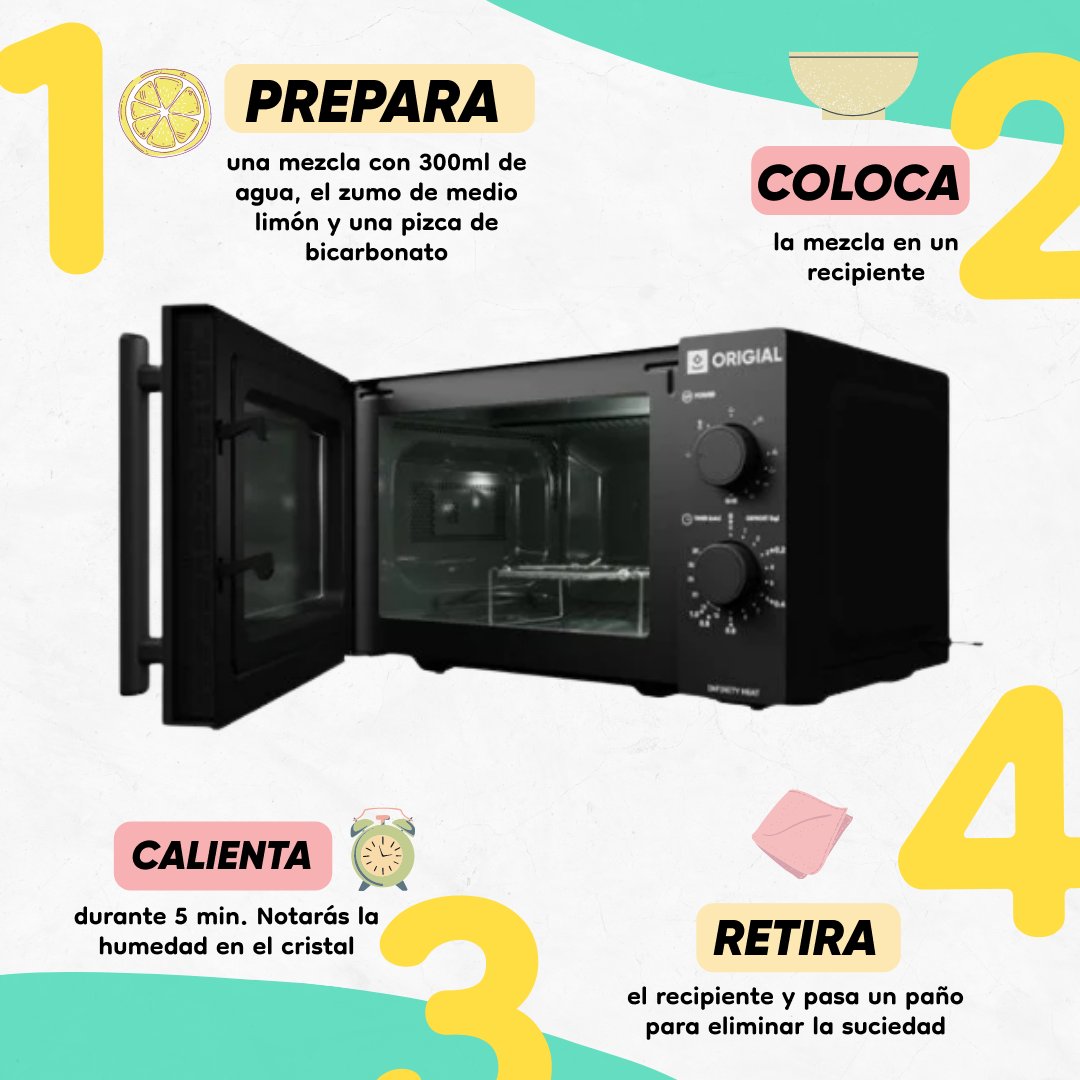 ¿Quieres saber cómo limpiar tu microondas de una forma súper fácil? ¡Te lo explicamos en esta imagen! 🧽

🚨No olvides guardar esta imagen para cuando lo necesites (que lo necesitarás) 

#tip #limpieza #limpio #trucolimpieza #truco