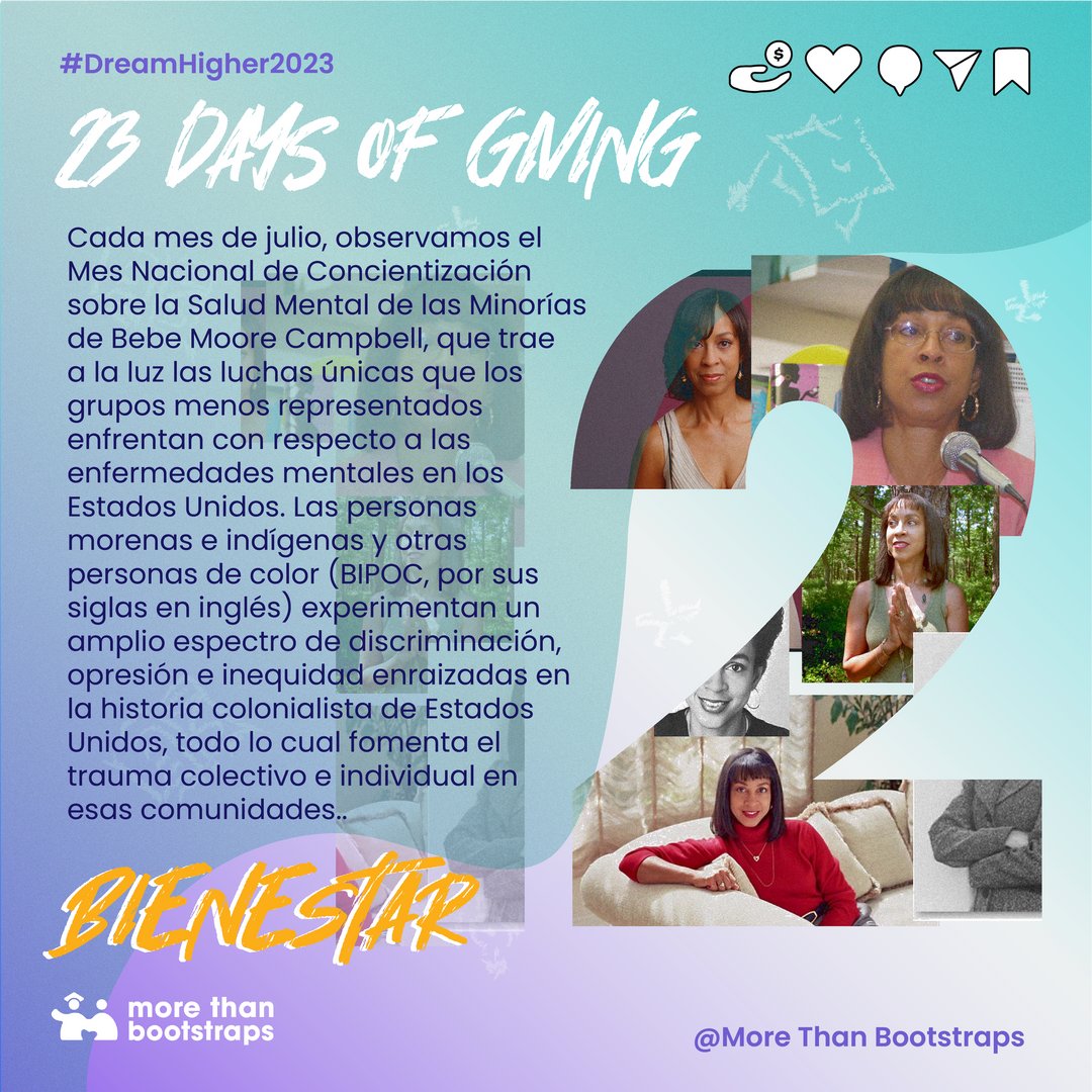 MBootstraps's tweet image. Underrepresented students carry the burden of past and ongoing discrimination, racism, and structural inequality. Give our students the time and space for wellness. 

Donate: bit.ly/MTBDonate23
Venmo: @morethanbootstraps

#CelebrateFirstGen #dreamhigher2023 #23daysofgiving